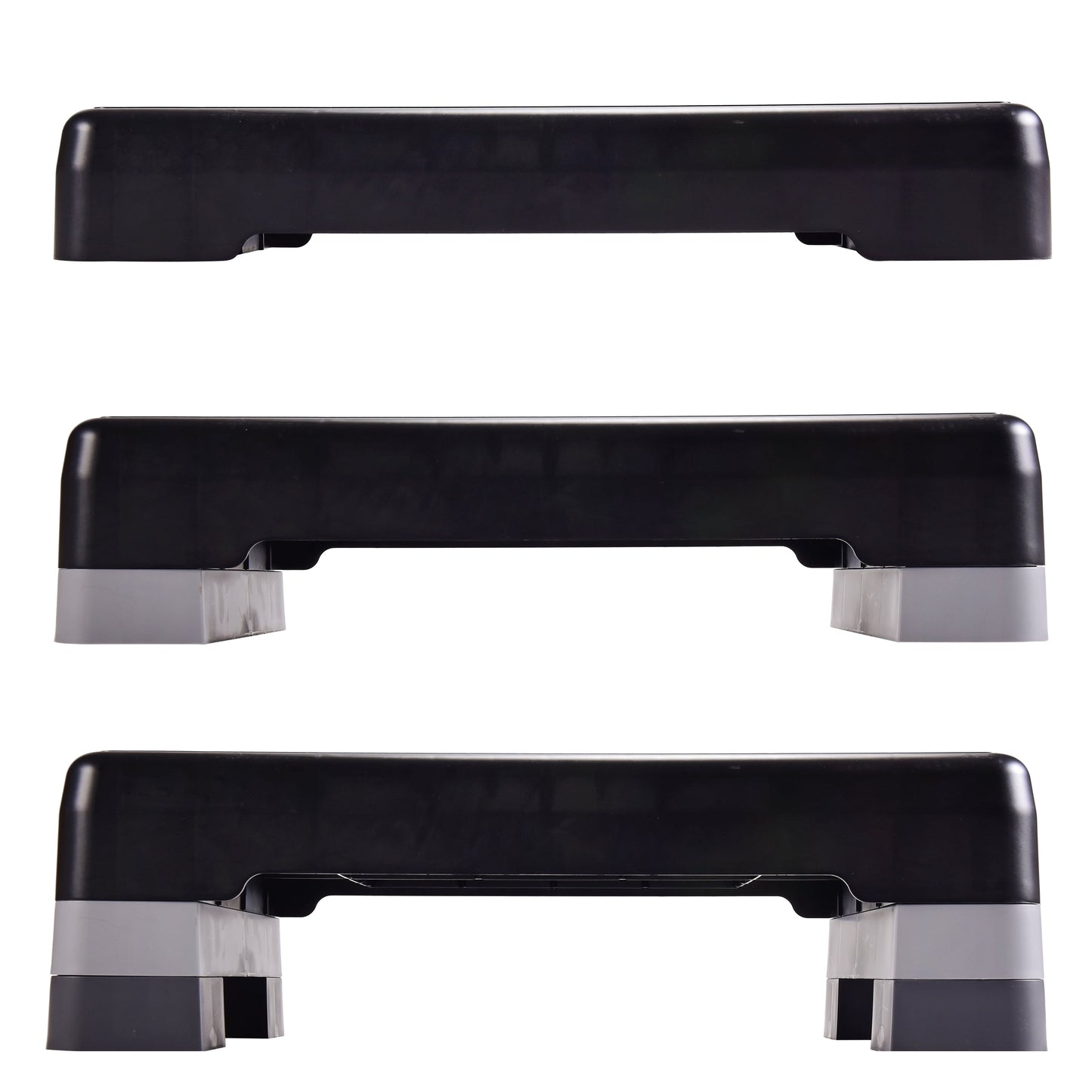 3-Level Aerobic Step Deck , Adjustable to 4"-6"-8" Heights, Black/Gray/Blue