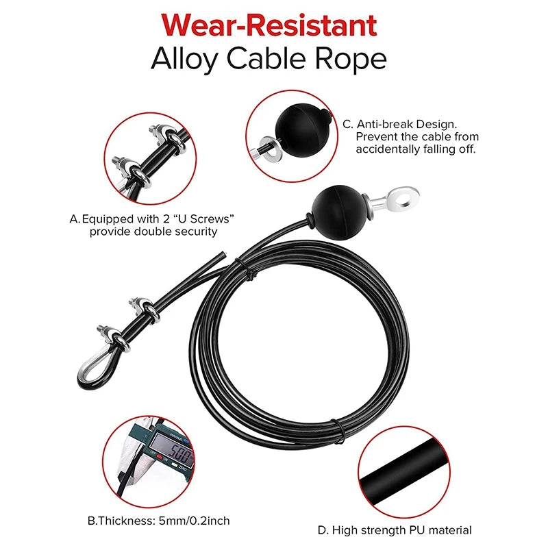 B48B-Gym Adjustable Cable Wire Rope Heavy Duty Steel Replacement Parts for Home Gym Fitness Cable