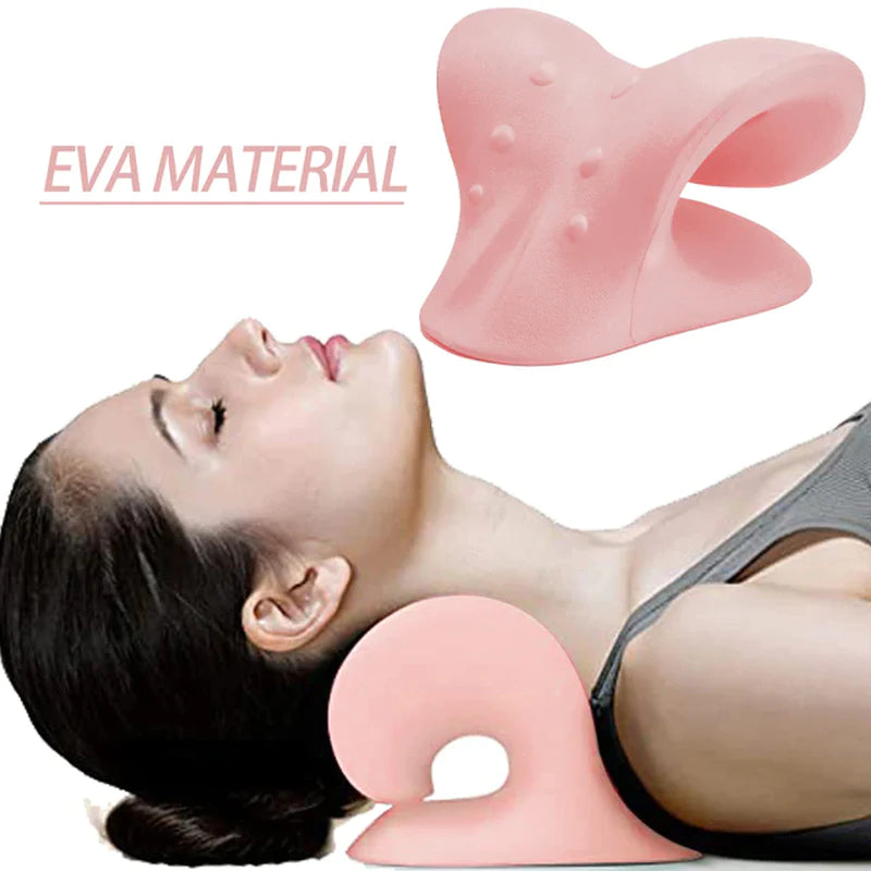Cervical Spine Stretch and Traction Device for Muscle Relaxation and Pain Relief with Shoulder Massage Pillow
