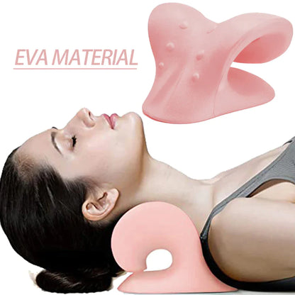 Cervical Spine Stretch and Traction Device for Muscle Relaxation and Pain Relief with Shoulder Massage Pillow