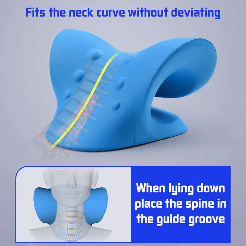 Cervical Spine Stretch and Traction Device for Muscle Relaxation and Pain Relief with Shoulder Massage Pillow