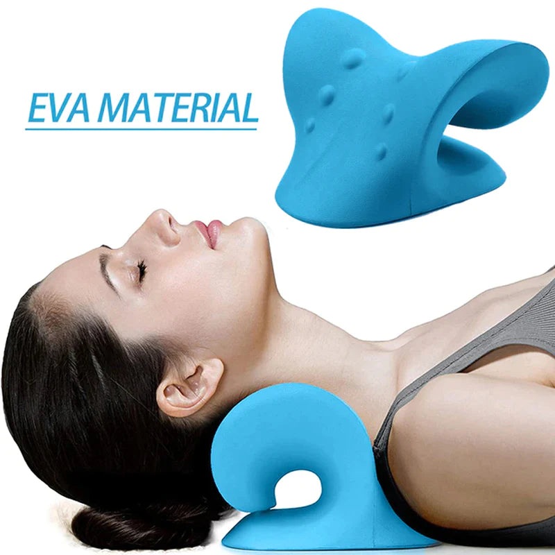 Cervical Spine Stretch and Traction Device for Muscle Relaxation and Pain Relief with Shoulder Massage Pillow