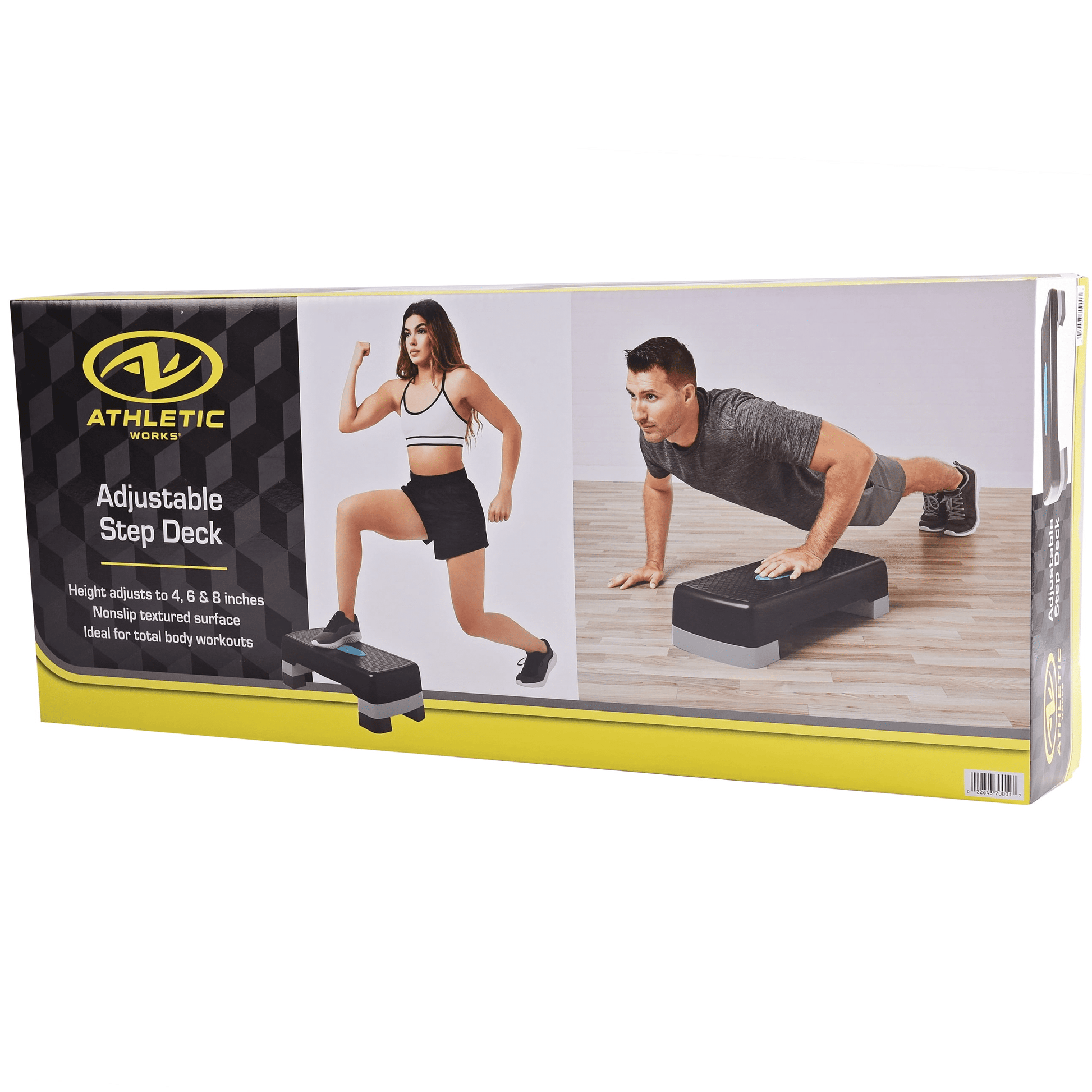 3-Level Aerobic Step Deck , Adjustable to 4"-6"-8" Heights, Black/Gray/Blue