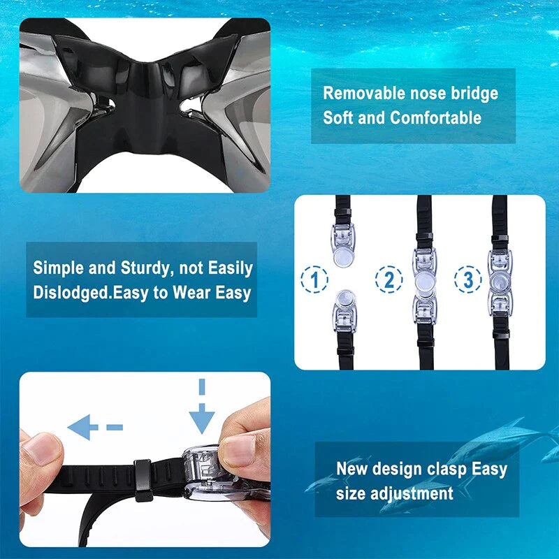 Premium Clear Swimming Goggles with UV Protection and Anti-Fog Feature for Adults and Children
