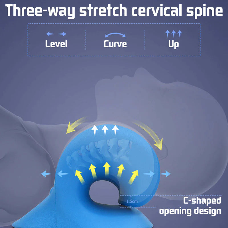 Cervical Spine Stretch and Traction Device for Muscle Relaxation and Pain Relief with Shoulder Massage Pillow