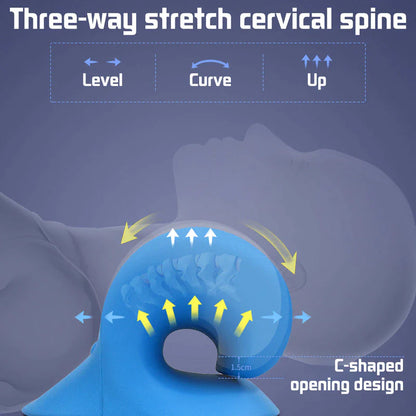 Cervical Spine Stretch and Traction Device for Muscle Relaxation and Pain Relief with Shoulder Massage Pillow