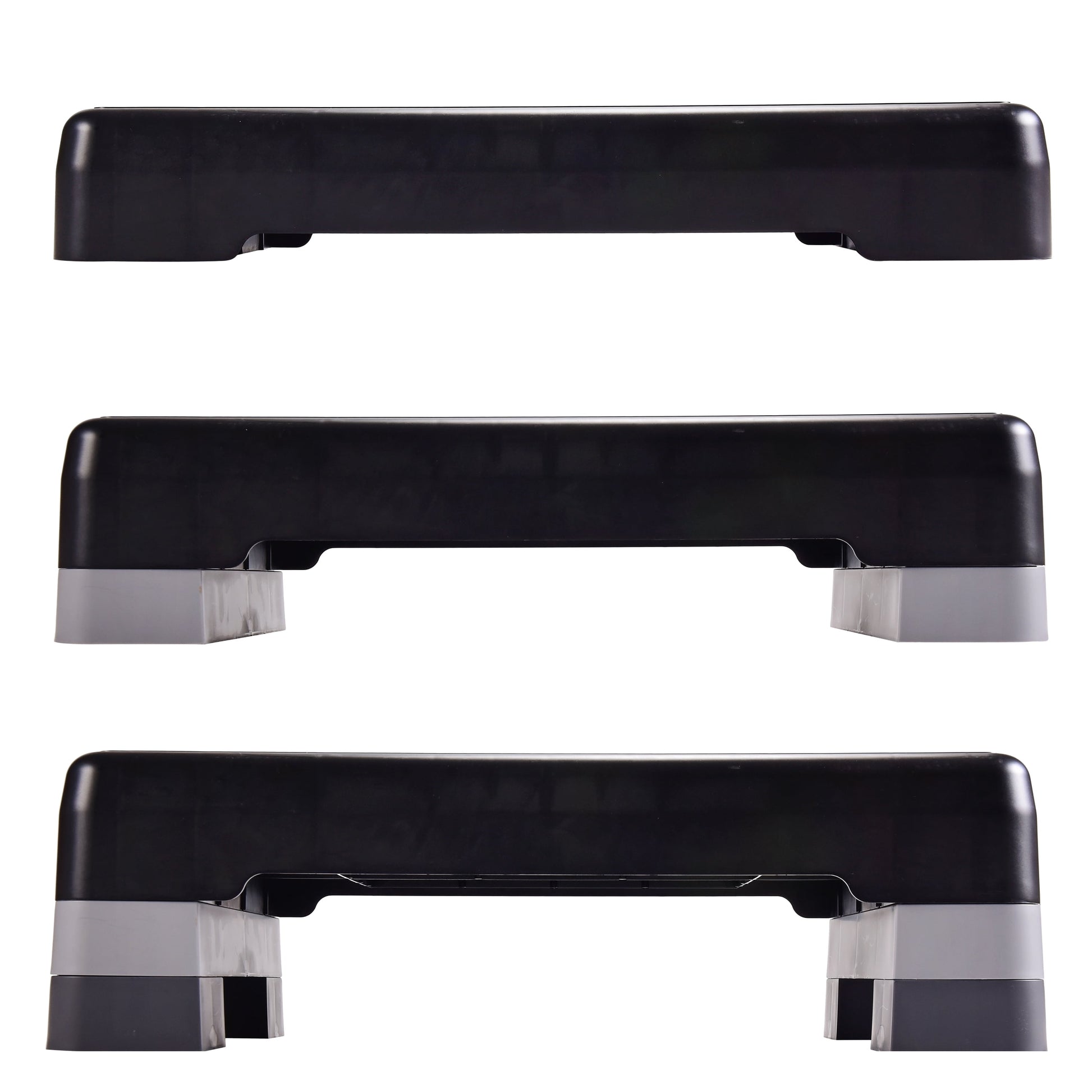 3-Level Aerobic Step Deck , Adjustable to 4"-6"-8" Heights, Black/Gray/Blue