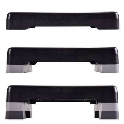 3-Level Aerobic Step Deck , Adjustable to 4"-6"-8" Heights, Black/Gray/Blue