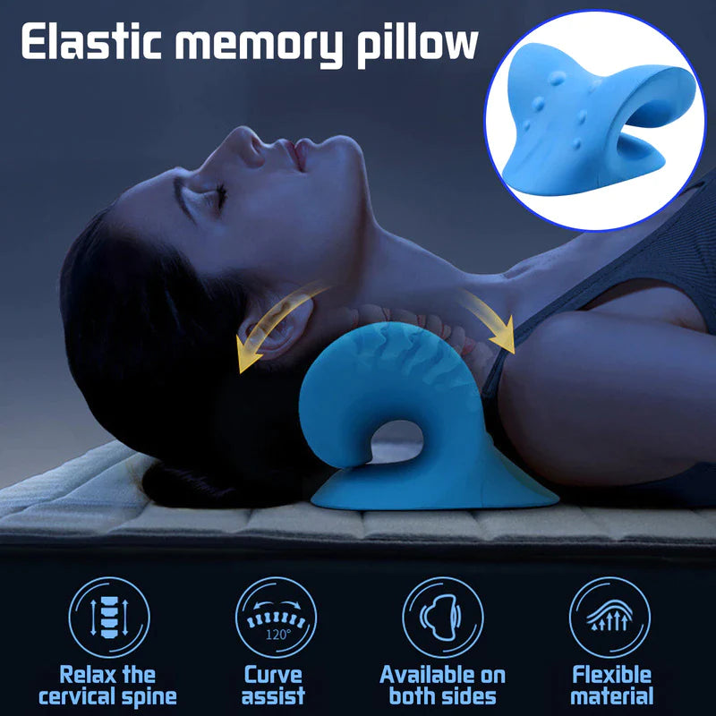 Cervical Spine Stretch and Traction Device for Muscle Relaxation and Pain Relief with Shoulder Massage Pillow