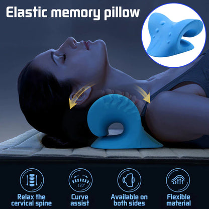 Cervical Spine Stretch and Traction Device for Muscle Relaxation and Pain Relief with Shoulder Massage Pillow