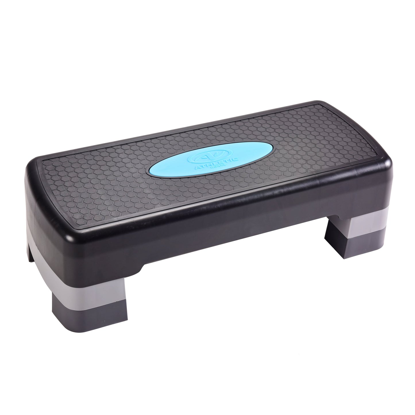 3-Level Aerobic Step Deck , Adjustable to 4"-6"-8" Heights, Black/Gray/Blue