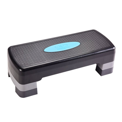 3-Level Aerobic Step Deck , Adjustable to 4"-6"-8" Heights, Black/Gray/Blue