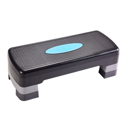 3-Level Aerobic Step Deck , Adjustable to 4"-6"-8" Heights, Black/Gray/Blue
