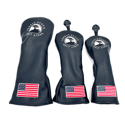 Premium PU Leather Golf Head Covers for Driver, Fairway Wood, Hybrid, and Putter - Small Tree Pattern Design