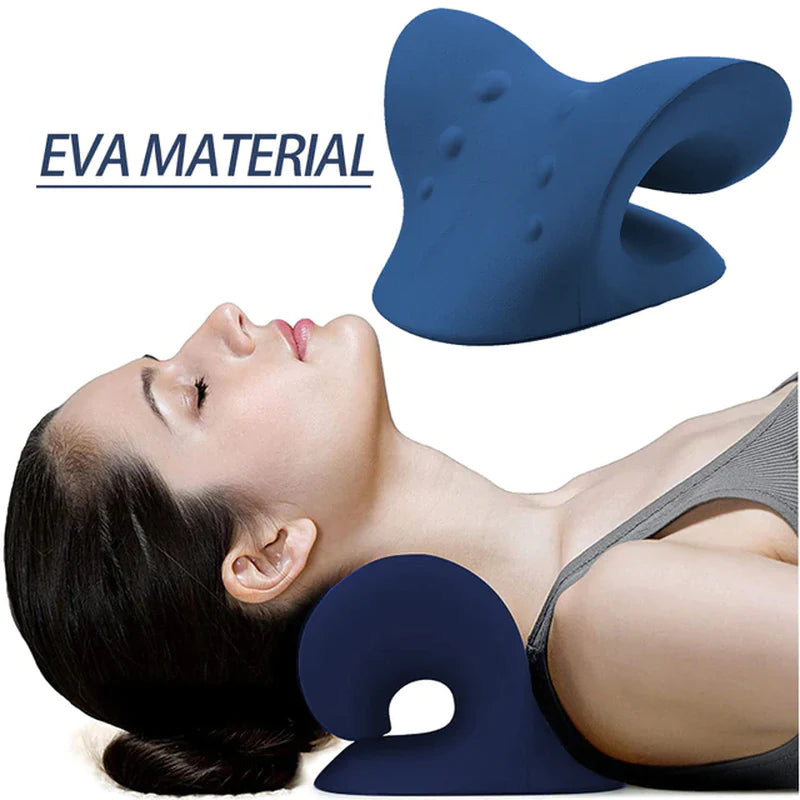 Cervical Spine Stretch and Traction Device for Muscle Relaxation and Pain Relief with Shoulder Massage Pillow