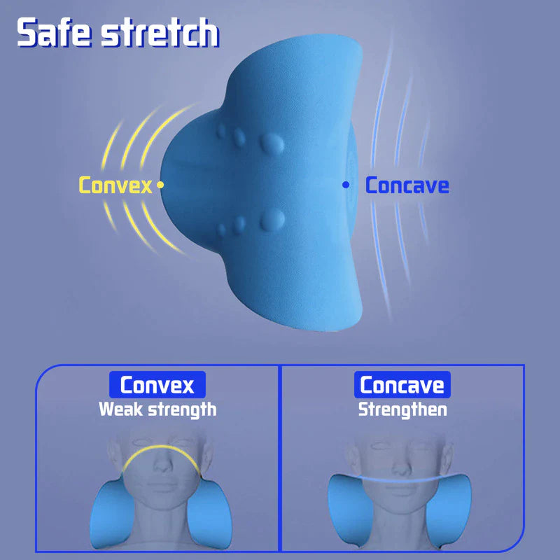 Cervical Spine Stretch and Traction Device for Muscle Relaxation and Pain Relief with Shoulder Massage Pillow