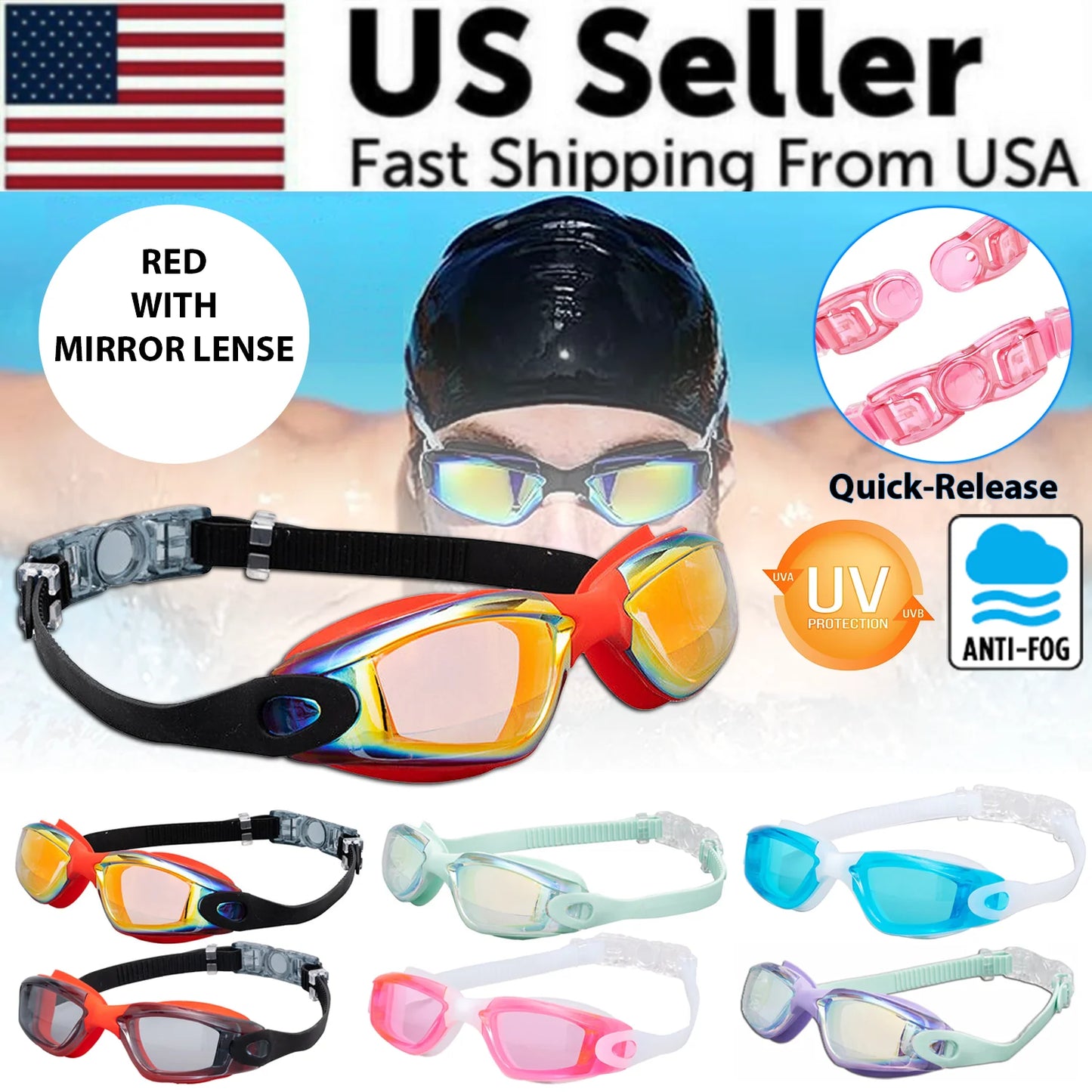 Premium Clear Swimming Goggles with UV Protection and Anti-Fog Feature for Adults and Children